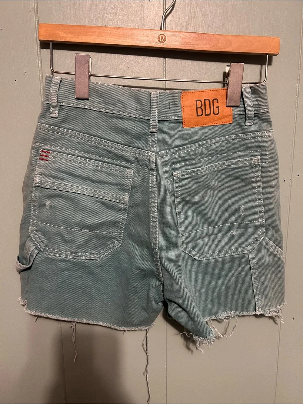Urban Outfitters Washed Teal Utility Denim Shorts - Women